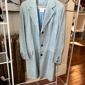 Dior Light Blue Ostrich Stamped Coat